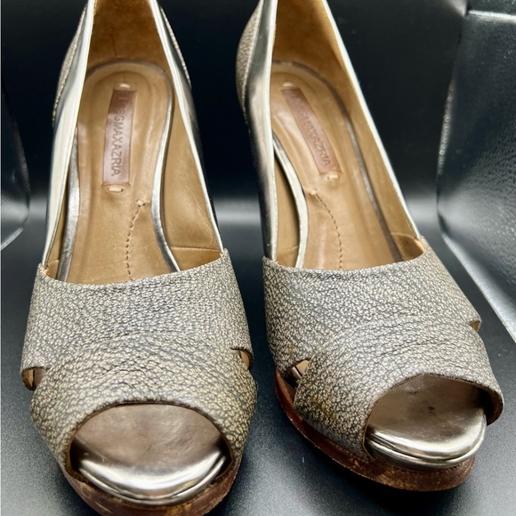 BCBGMaxAzria Metallic Silver Stiletto Platform Heels Size 7.5 - Picture 3 of 13